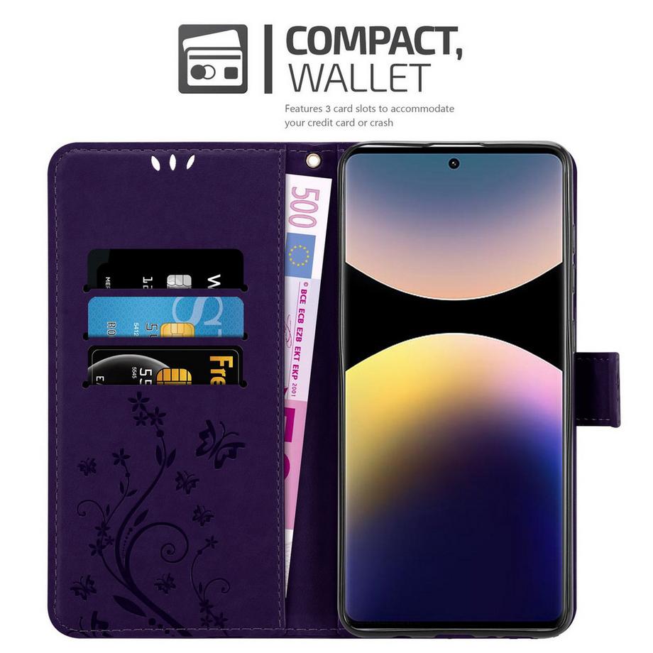 Cadorabo  Coque pour Xiaomi RedMi Note 14 Pro 4G fleurs etui 