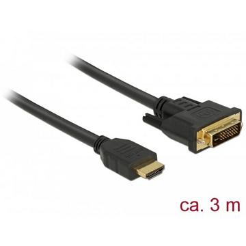 DeLOCK 85655 câble vidéo et adaptateur 3 m HDMI Type A (Standard) DVI Noir