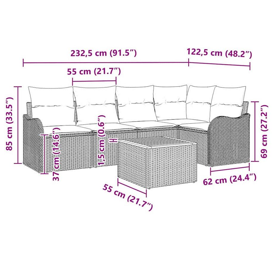 VidaXL Set Divano da Giardino Polyrattan  