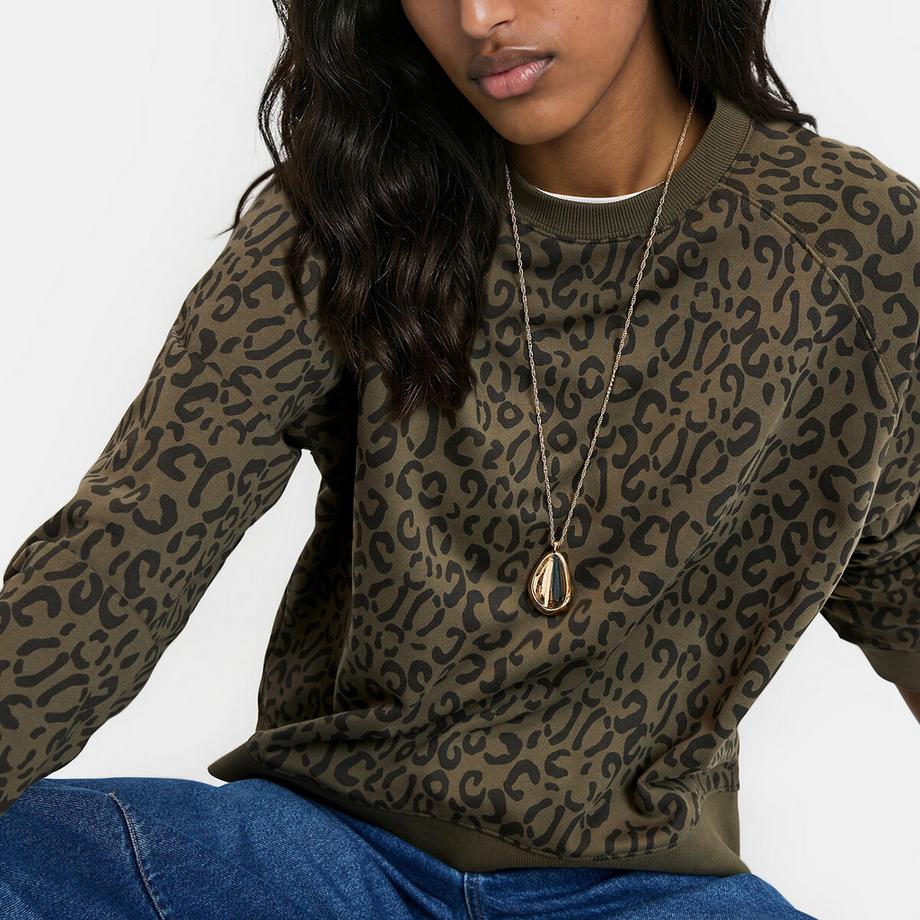 La Redoute Collections Rundhals-Sweatshirt mit Leopardenmuster  