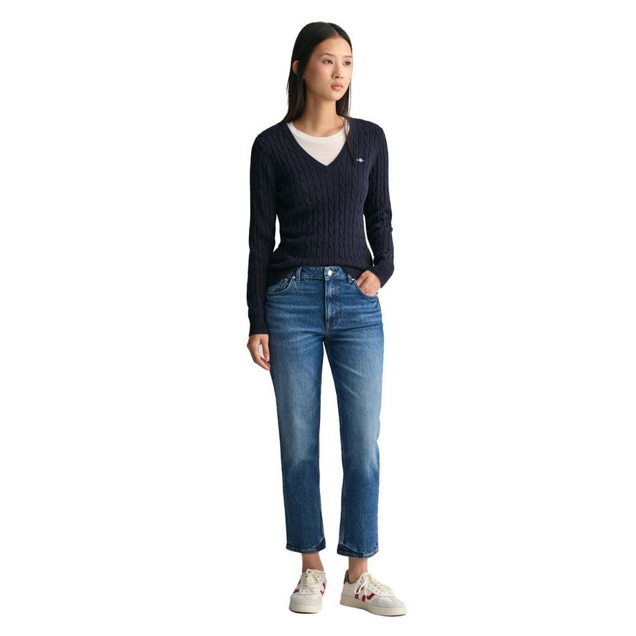 GANT Stretch Cotton Cable V-Neck Pullover  