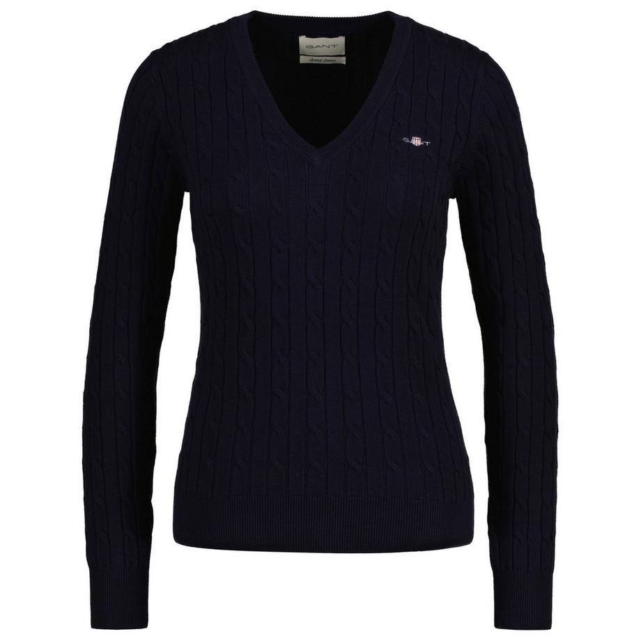 GANT Stretch Cotton Cable V-Neck Pullover  