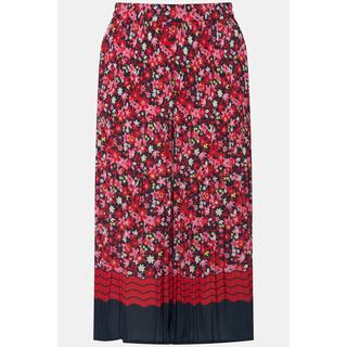 Ulla Popken  Pantaloni plissé a 7/8 modello Mary con fiori, gamba ampia e cintura elastica 