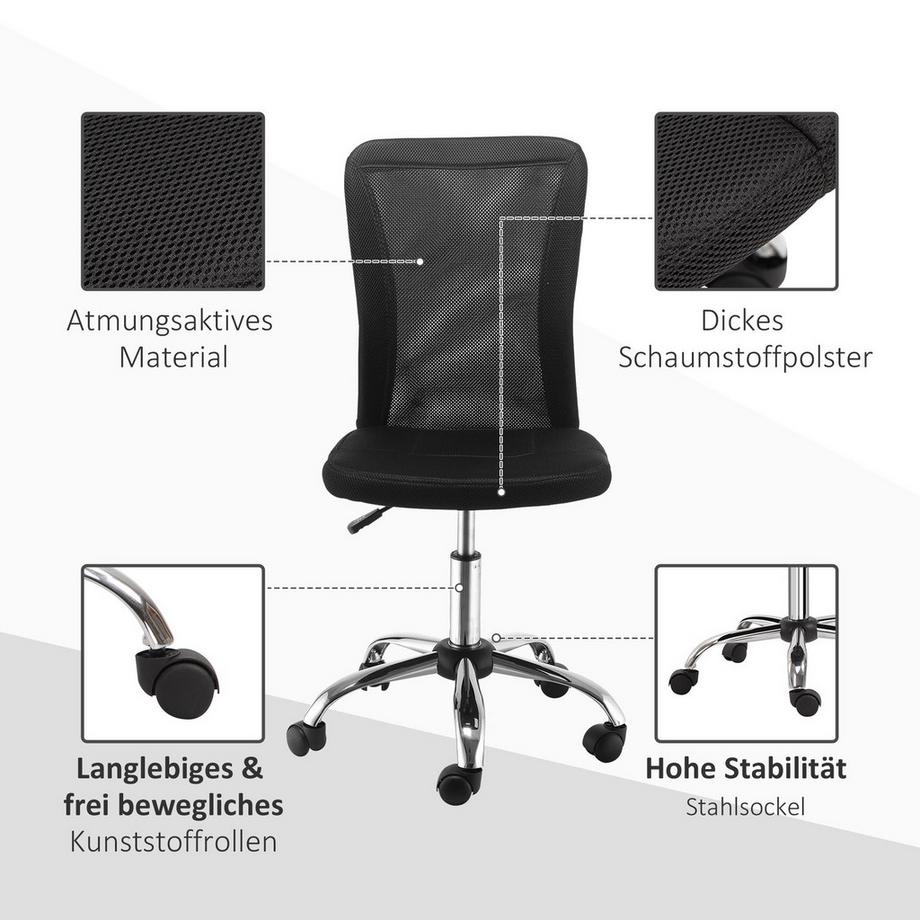 Northio Bürostuhl Ergonomisch, Höhenverstellbarer Schreibtischstuhl, 360° Mit Atmungsaktiver Rückenlehne, Bis 100 Kg Belastbar, Schwarz  