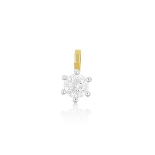 MUAU Schmuck  Pendentif solitaire serti 6 griffes or jaune 750 diamant 0,50ct. or blanc 750, 9x8mm 