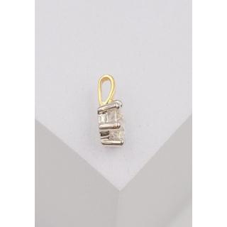 MUAU Schmuck  Solitär Anhänger 6-Griff-Fassung Gelbgold 750 Diamant 0.50ct. Fassung Weissgold 750, 9x8mm 
