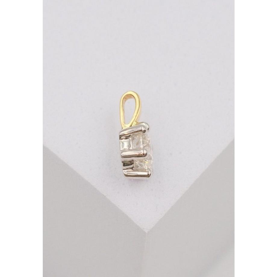 MUAU Schmuck  Pendentif solitaire serti 6 griffes or jaune 750 diamant 0,50ct. or blanc 750, 9x8mm 