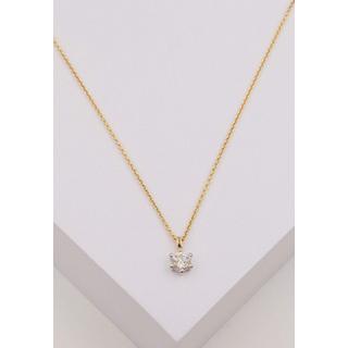 MUAU Schmuck  Solitär Anhänger 6-Griff-Fassung Gelbgold 750 Diamant 0.50ct. Fassung Weissgold 750, 9x8mm 
