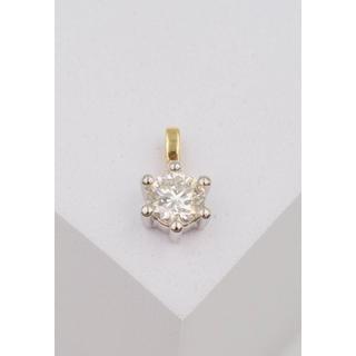 MUAU Schmuck  Pendentif solitaire serti 6 griffes or jaune 750 diamant 0,50ct. or blanc 750, 9x8mm 