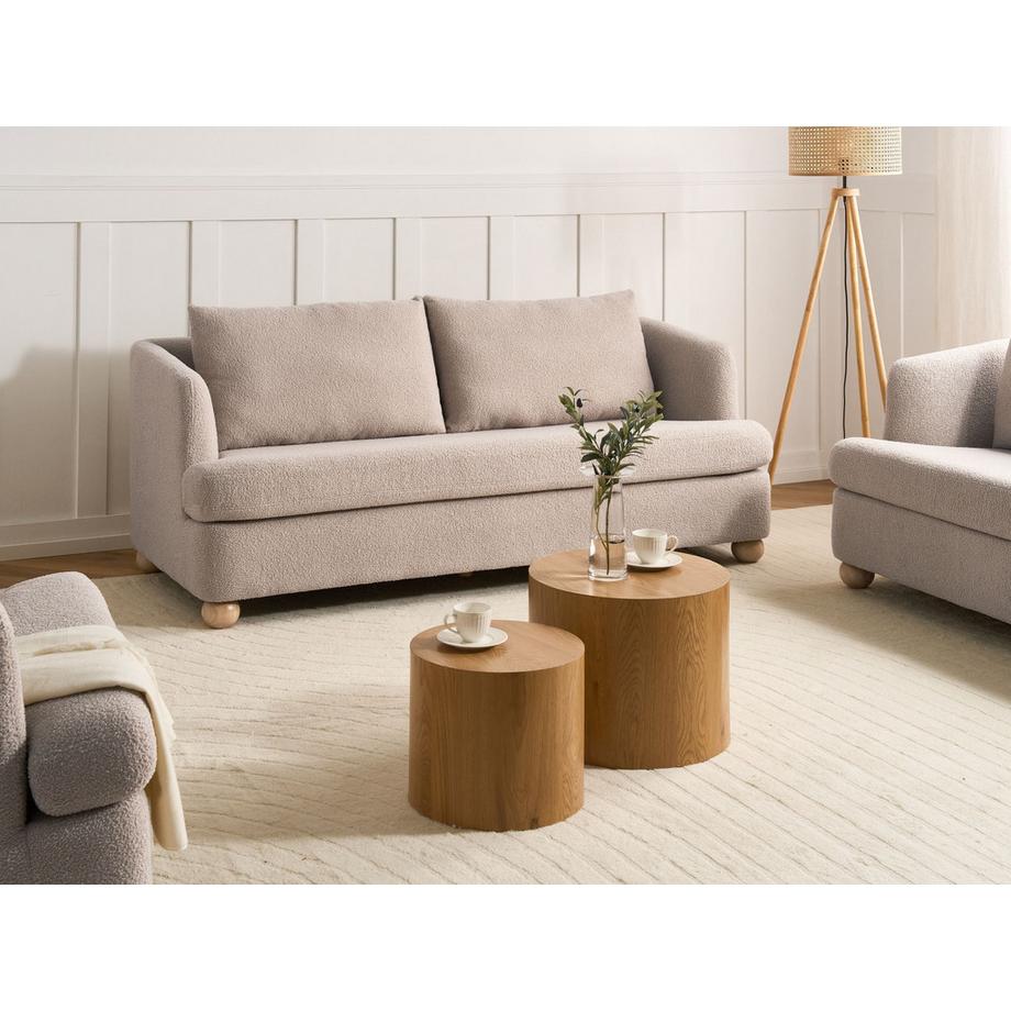Beliani Canapé 3 places en Bouclé Scandinave RATTVIK  