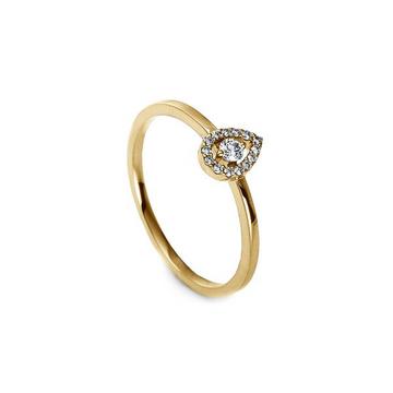 Bague de fiançailles 585/14K or jaune diamant 0.1ct.