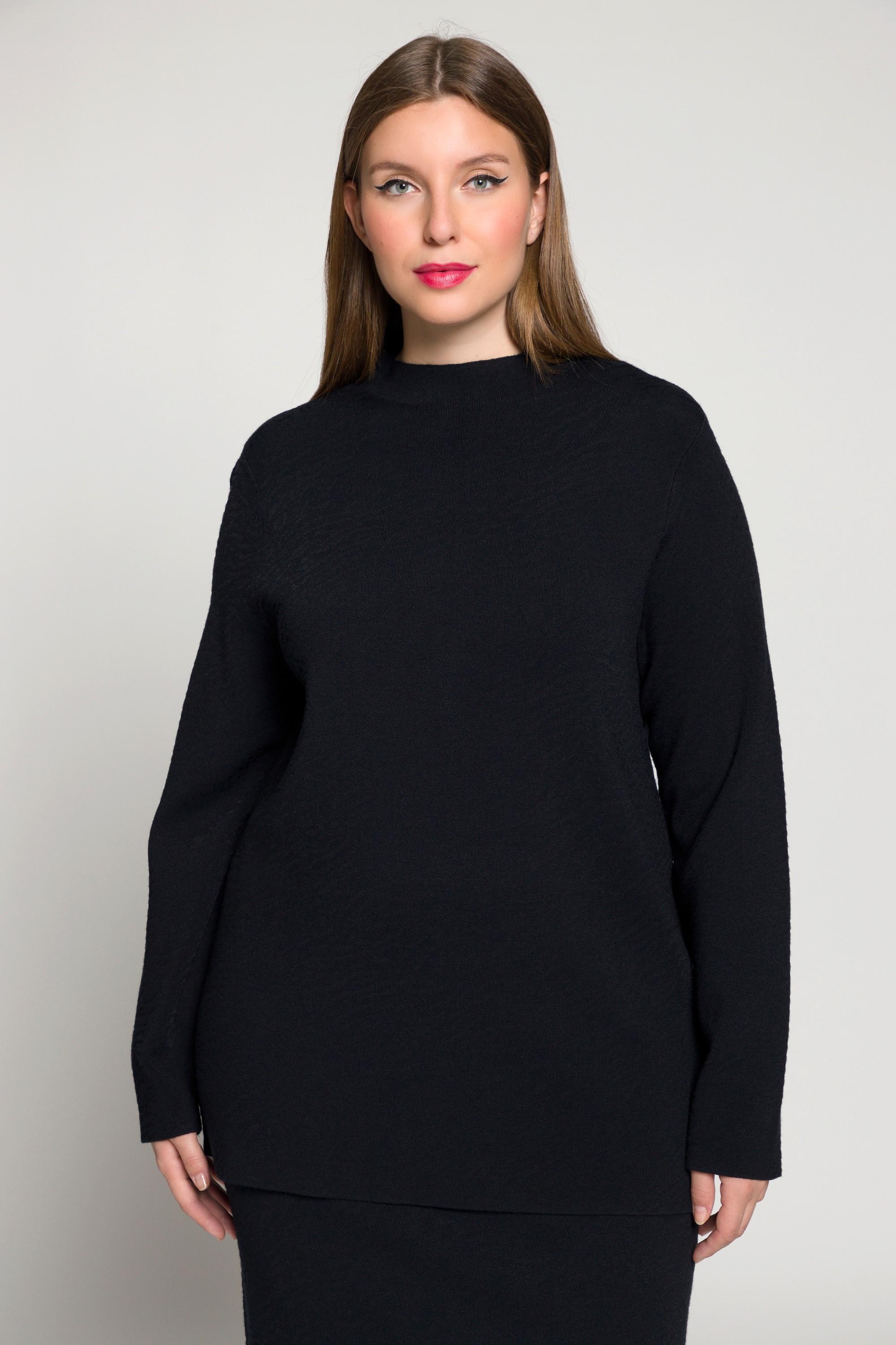 Ulla Popken  Pullover con Jacquard, collo alto e maniche lunghe 