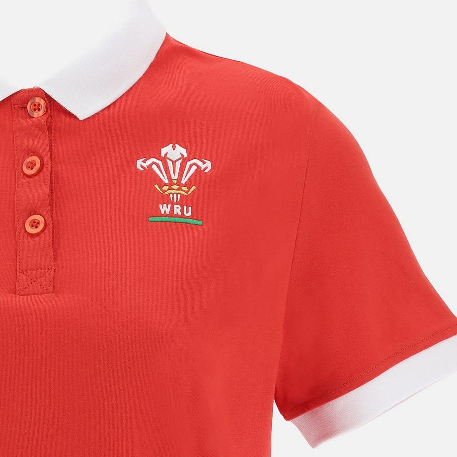 macron Wales Rugby XV Merch Polo Maniche Corte  