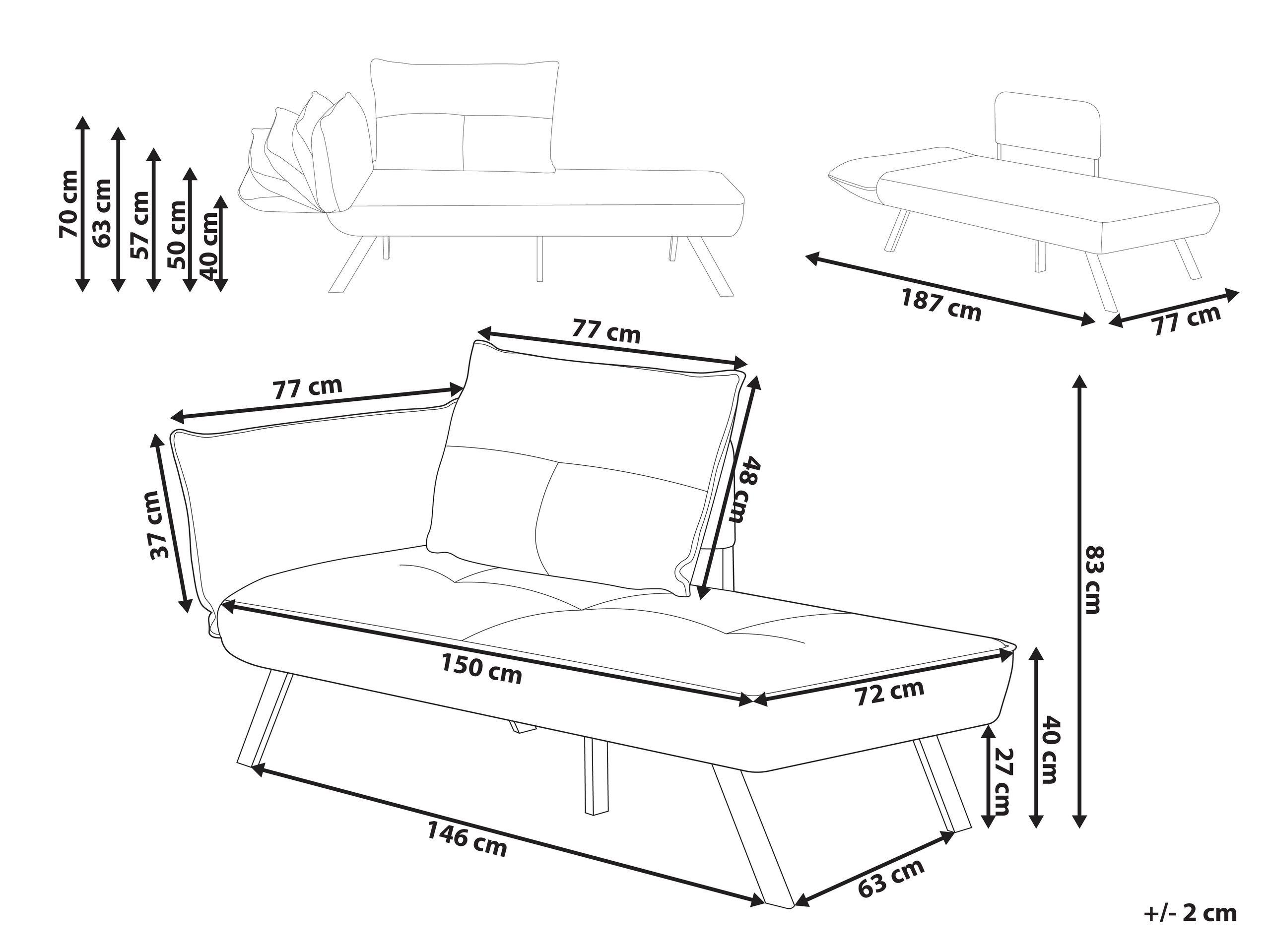 Beliani Chaise longue versione sinistra en Tessuto Moderno ROCAMADOUR  