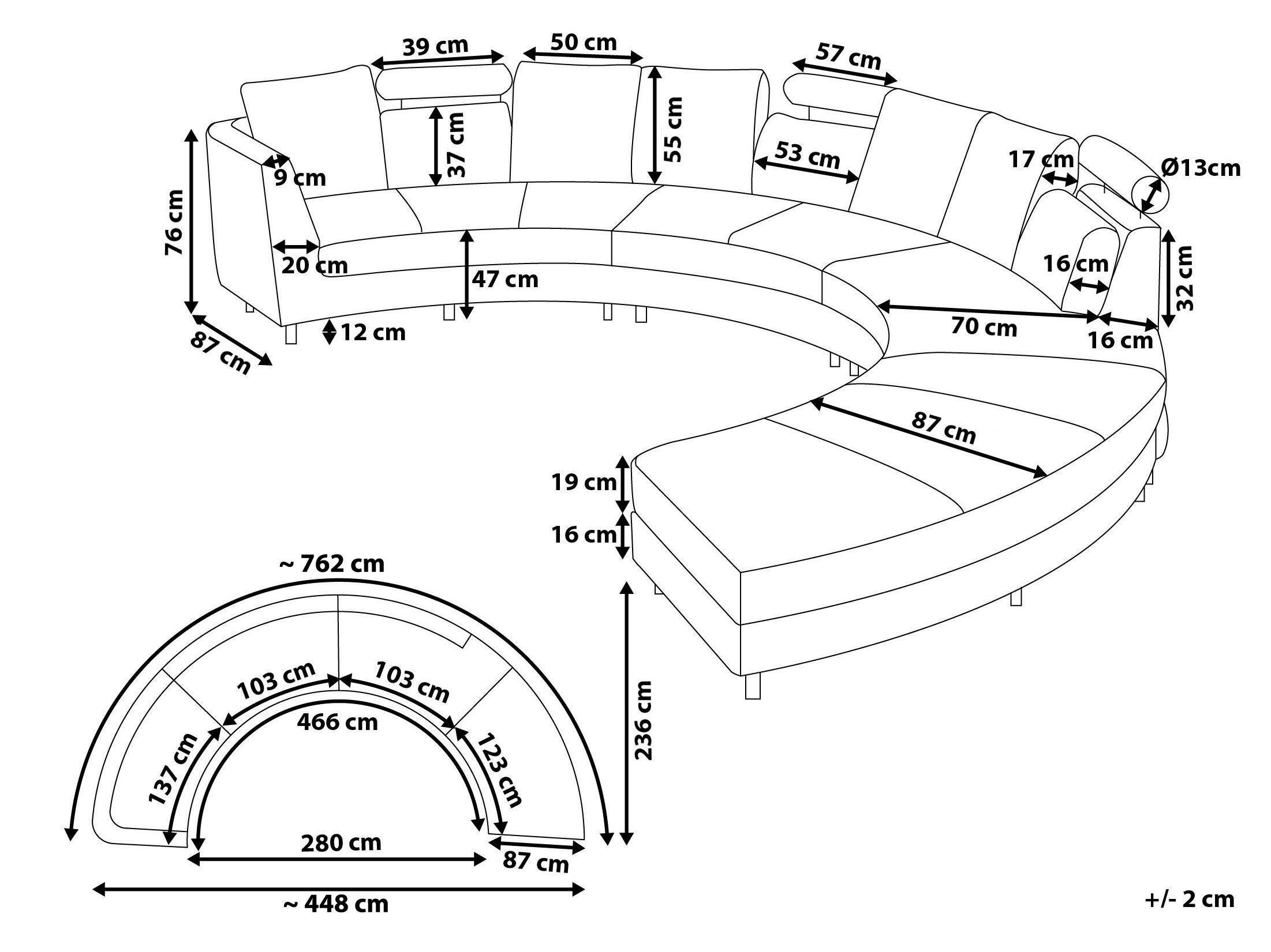 Beliani Halbrundes Sofa aus Samtstoff Modern ROTUNDE  