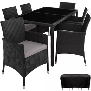 set da giardino in polyrattan, 6+1