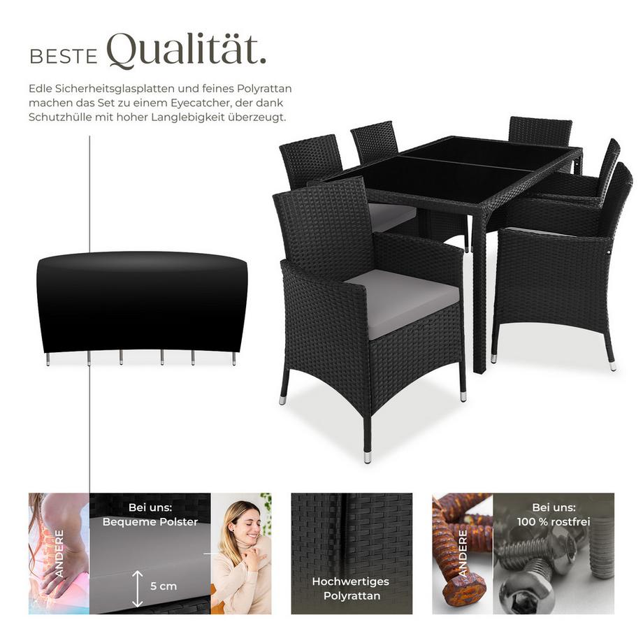 Tectake Rattan Sitzgruppe Porto für 6 Personen widerstandsfähig  