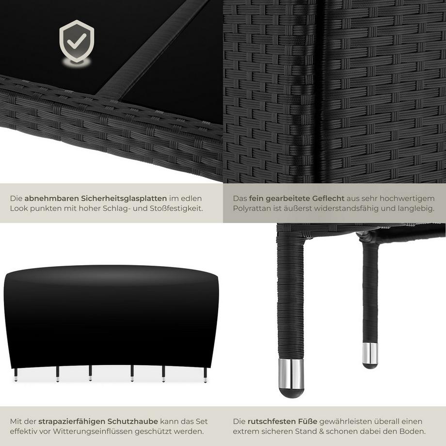 Tectake Rattan Sitzgruppe Porto für 6 Personen widerstandsfähig  