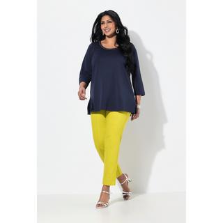 Ulla Popken Pantaloni Nervature Gamba Aderente Vita Elastica Spacchi  