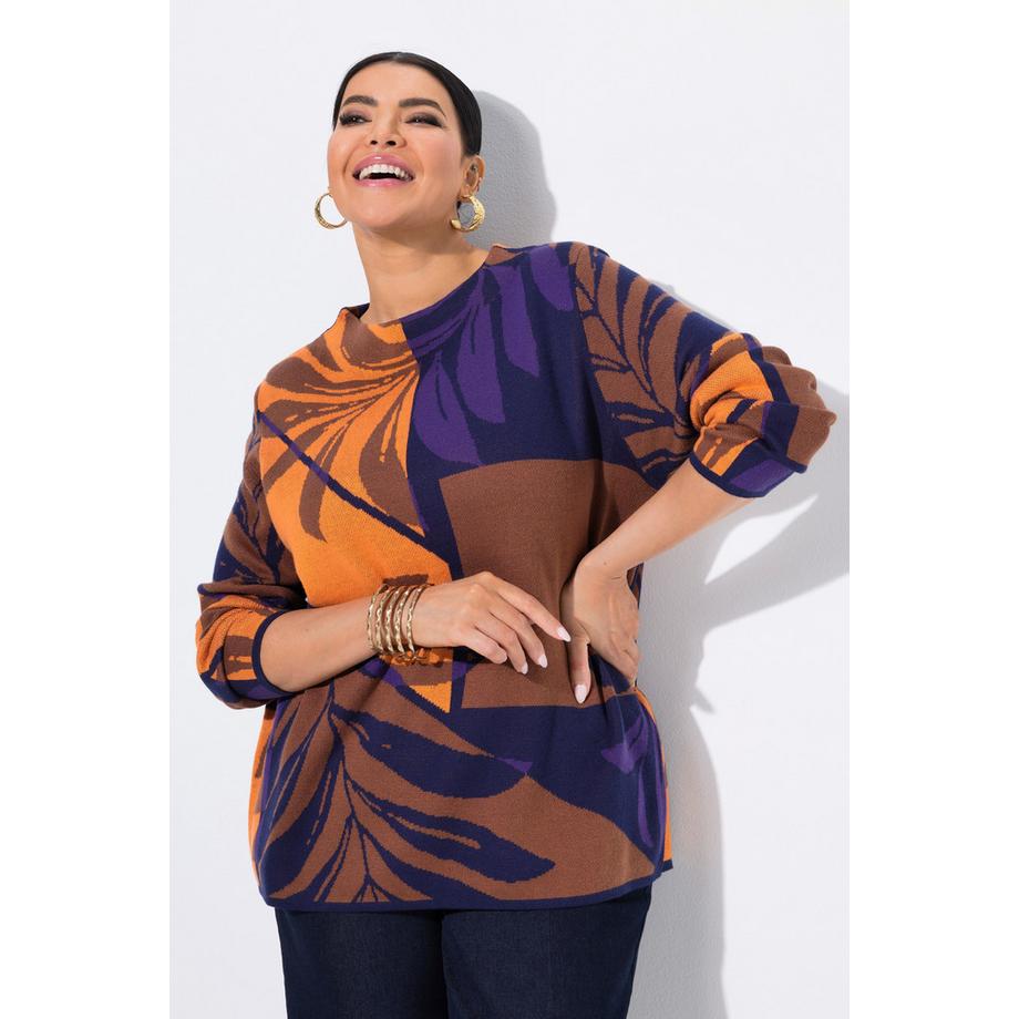 Ulla Popken Oversized Stehkragen Langarm Pullover  