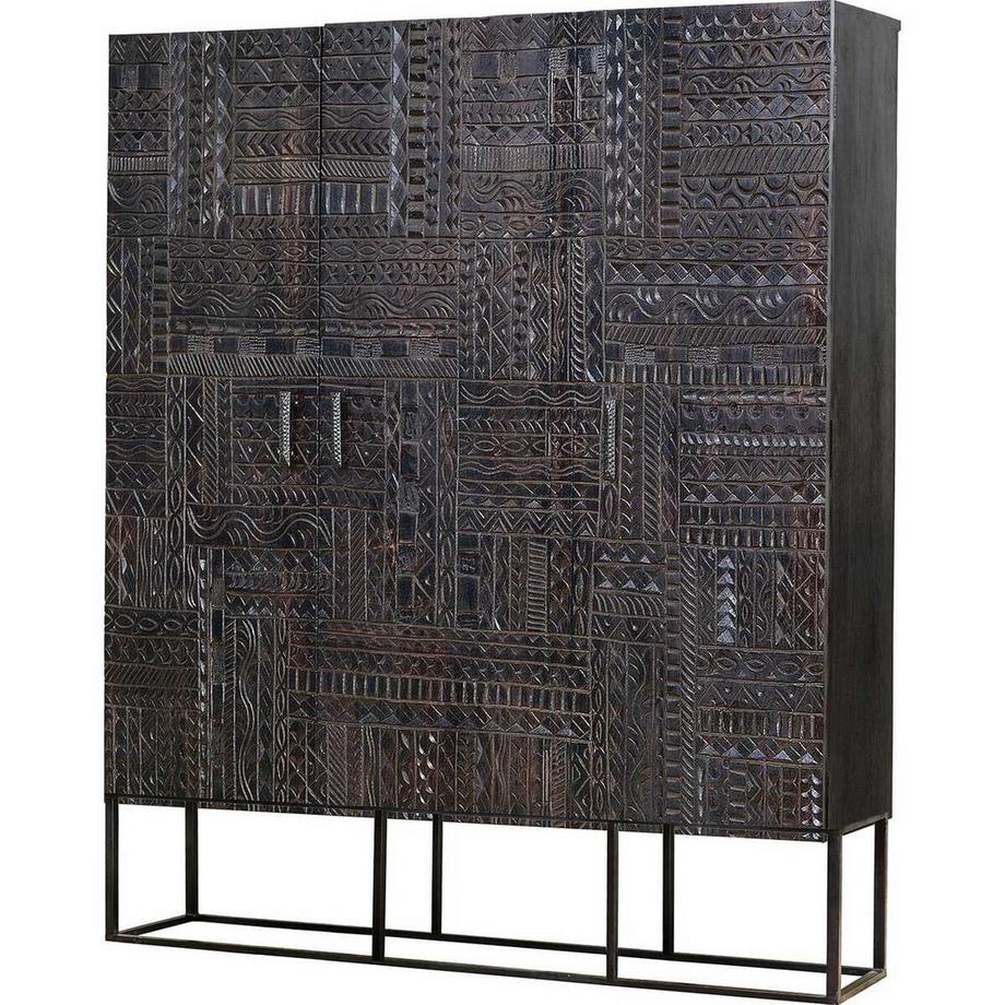 mutoni Armoire Hieroglyph Mango brun foncé 120x135  