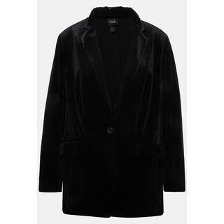 Ulla Popken  Blazer en velours avec col à revers, fermeture boutonnée et doublure 