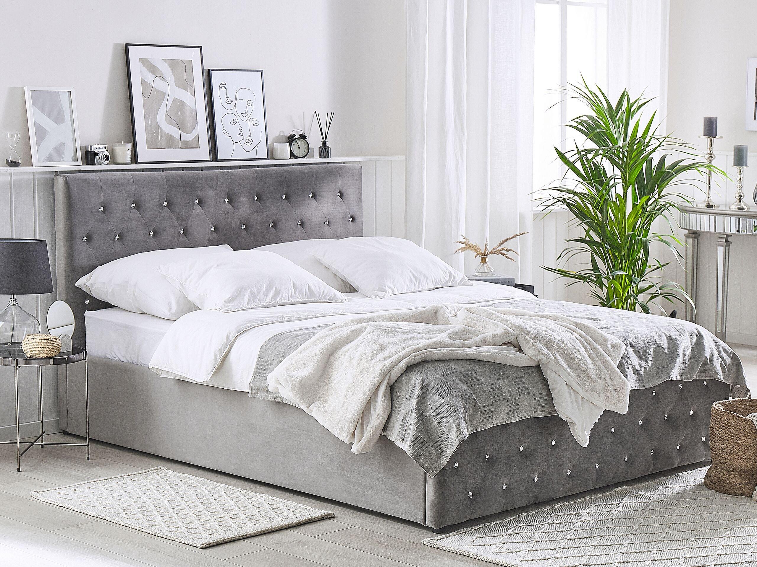 Beliani Bett mit Lattenrost aus Samtstoff Modern AMIENS  