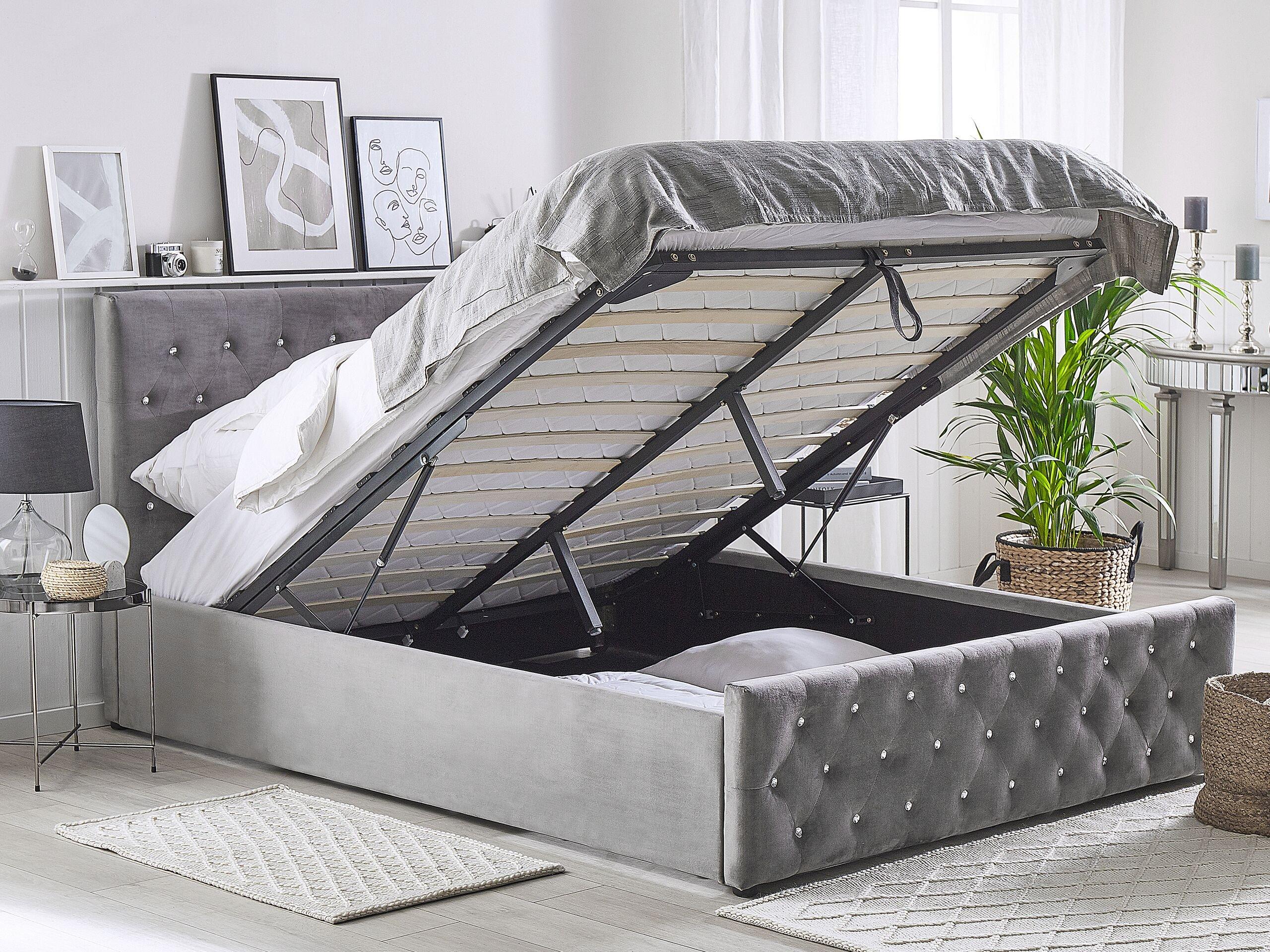 Beliani Bett mit Lattenrost aus Samtstoff Modern AMIENS  