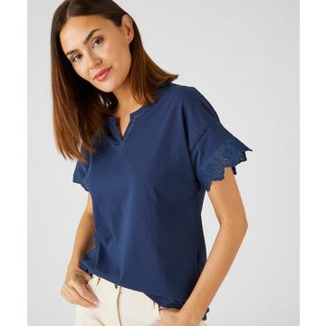 Tee-shirt broderies anglaises en pur coton biologique.