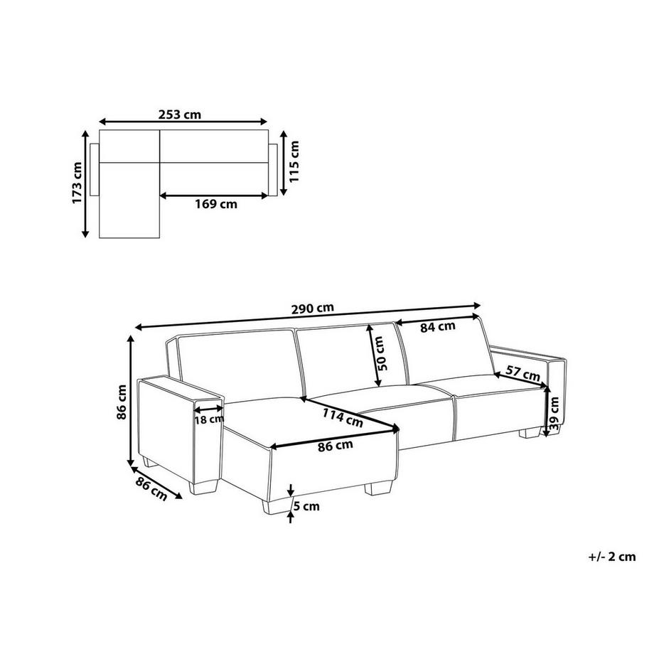 Beliani Divano angolare en Tessuto Scandinavo ROMEDAL II  