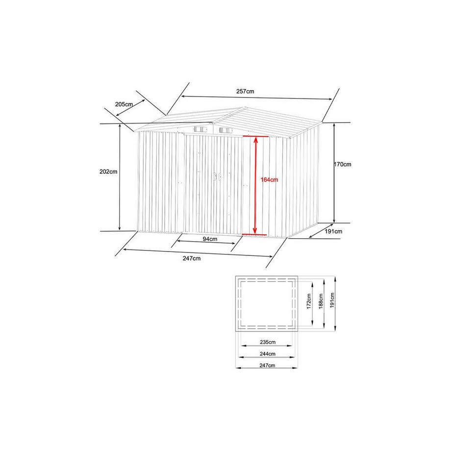 Vente-unique Gerätehaus Gartenhaus - Stahl - 5,2 m² - MANSO  