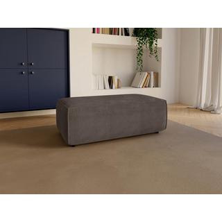 Vente-unique Pouf in Velluto a coste Marrone - AMELIA  