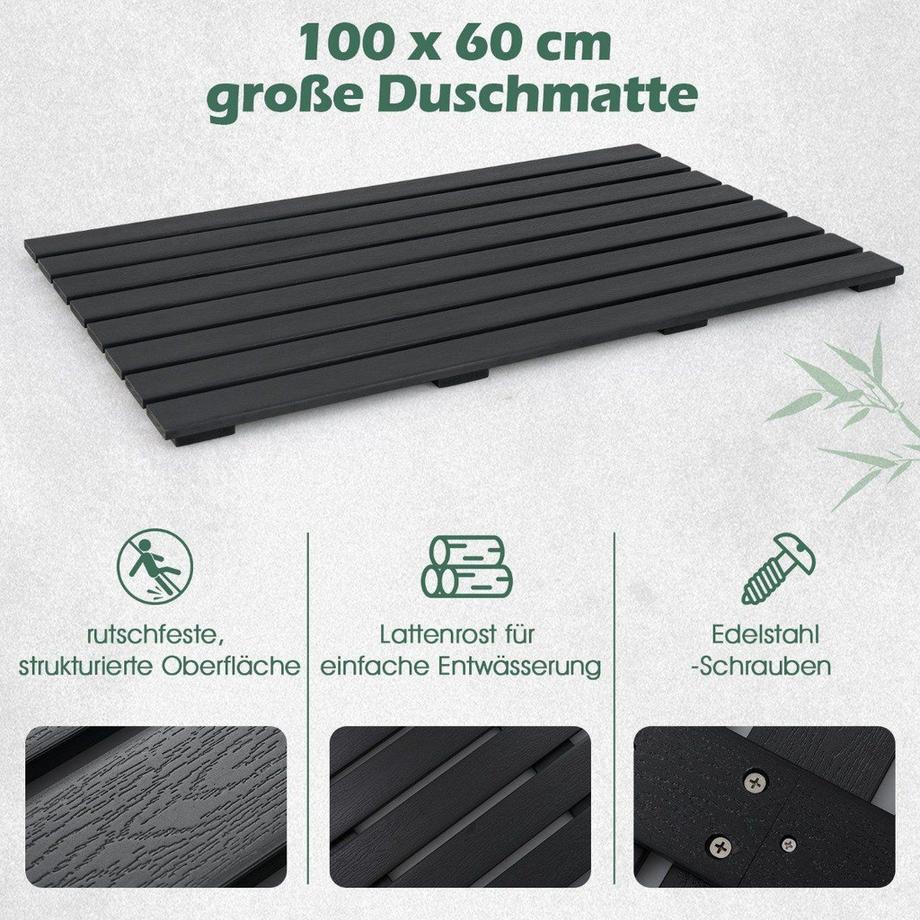 B2X Elément de sol pour douche solaire Plaque de sol WPC pour douche de jardin 100 x 60 x 2,5 cm noir  