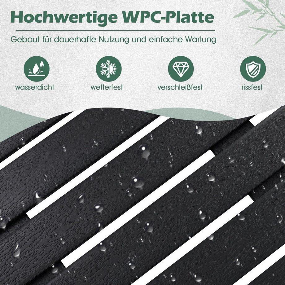 B2X Elément de sol pour douche solaire Plaque de sol WPC pour douche de jardin 100 x 60 x 2,5 cm noir  