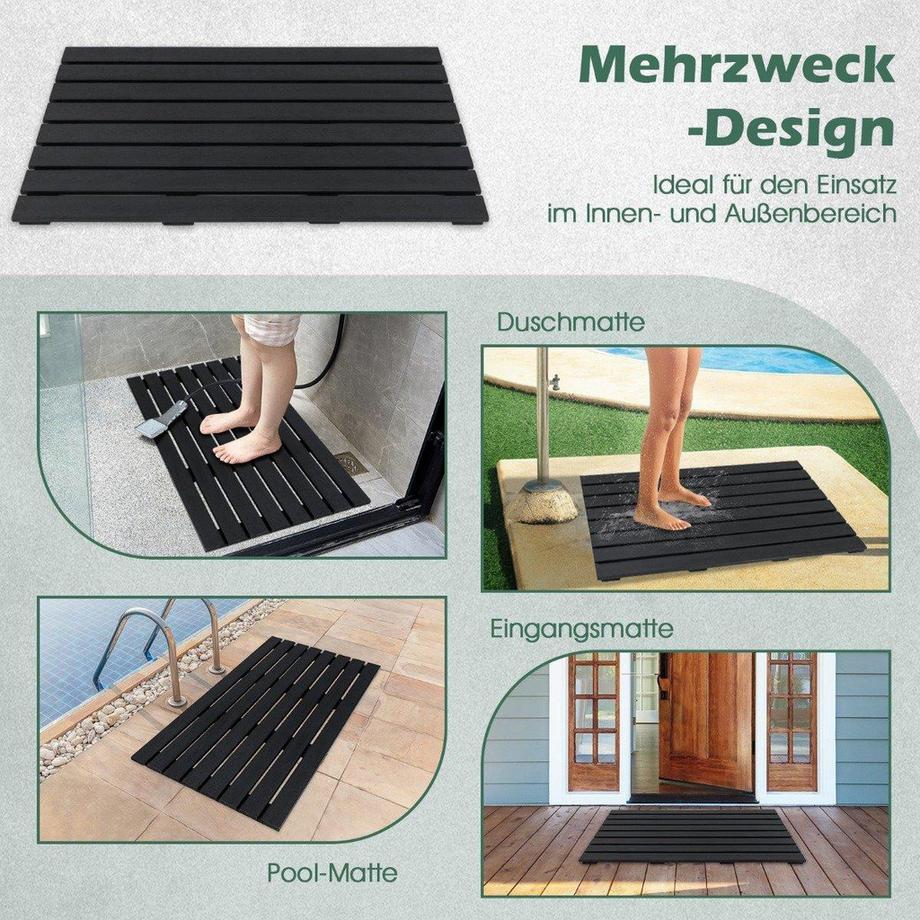 B2X Elément de sol pour douche solaire Plaque de sol WPC pour douche de jardin 100 x 60 x 2,5 cm noir  