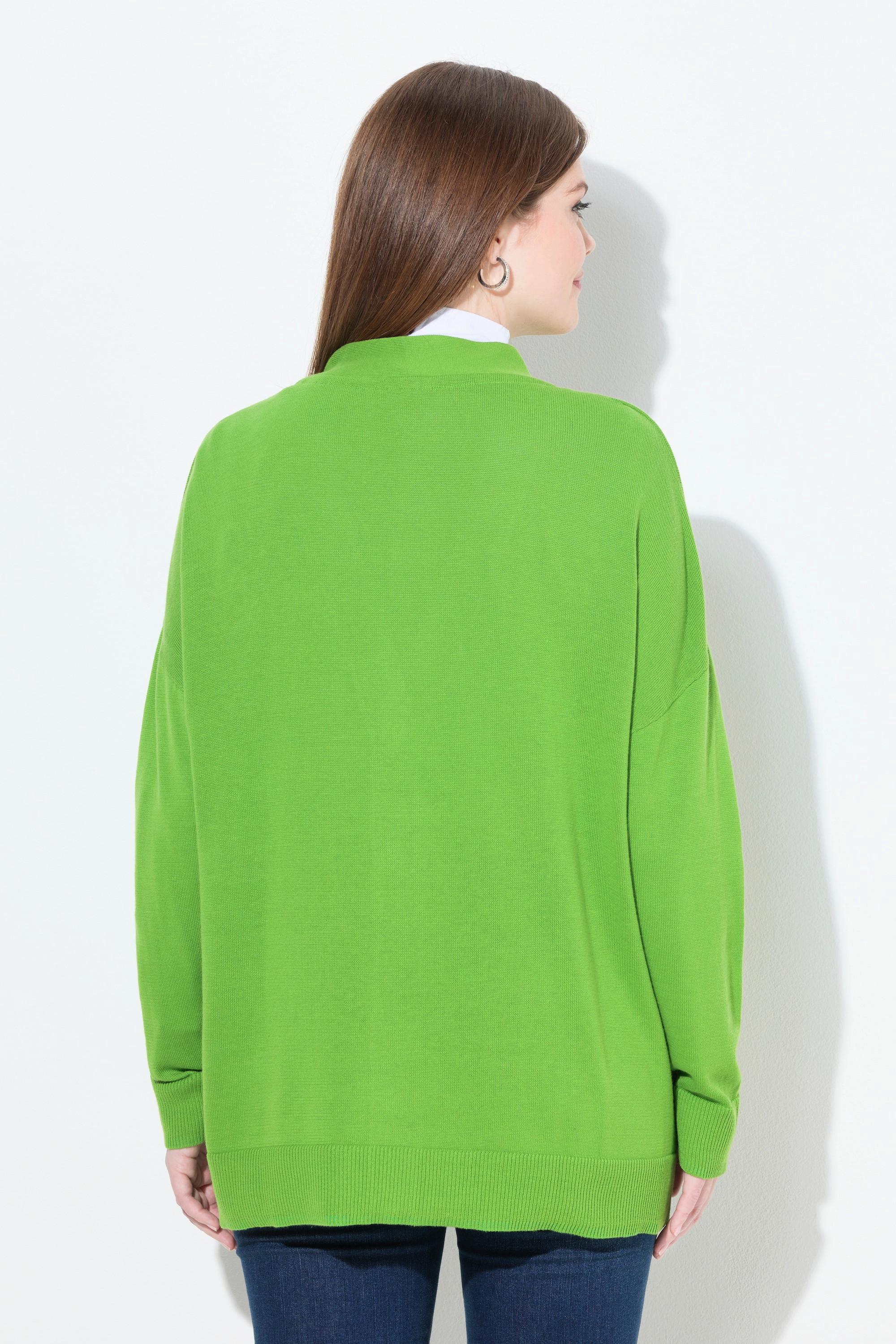 Ulla Popken Cardigan Scollo a V Maniche Lunghe Ricamo Floreale  