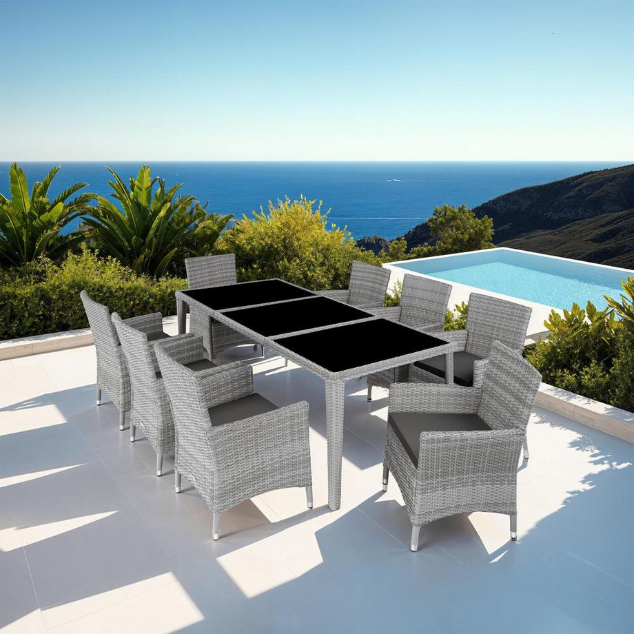Tectake Salottino in rattan  Menorca con telaio in alluminio  
