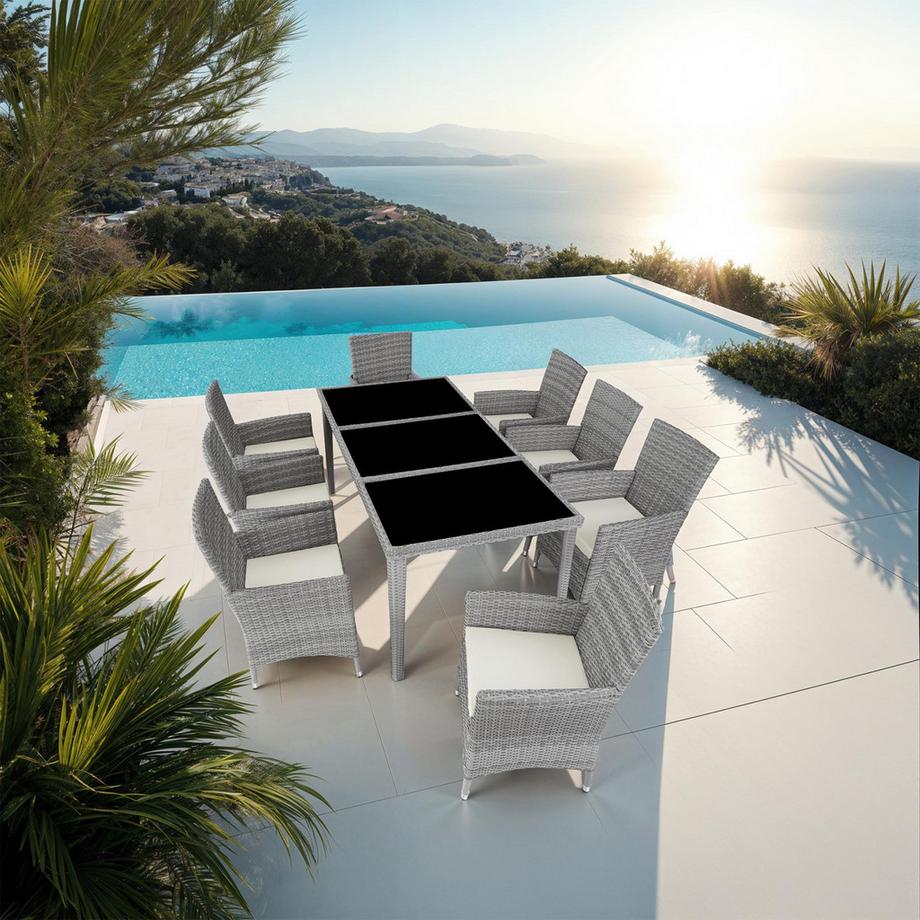 Tectake Salottino in rattan  Menorca con telaio in alluminio  