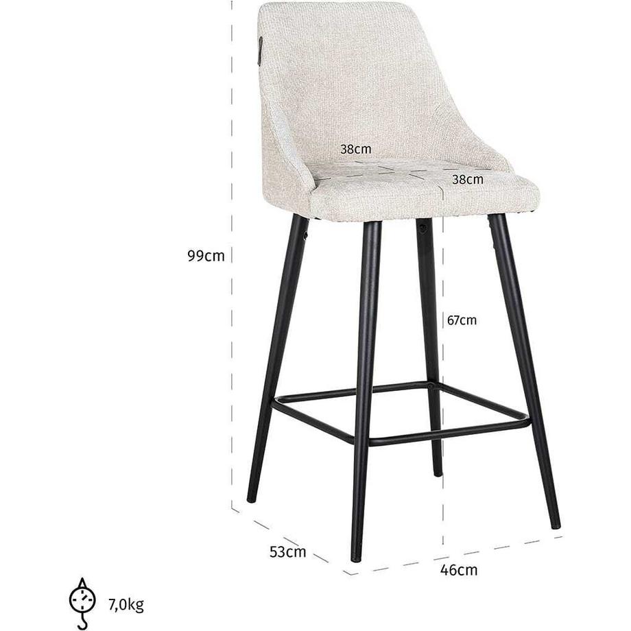 mutoni Sgabello Brooke crema 98 (set di 2)  