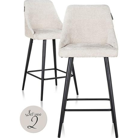 mutoni Chaise de bar Brooke crème 98 (lot de 2)  