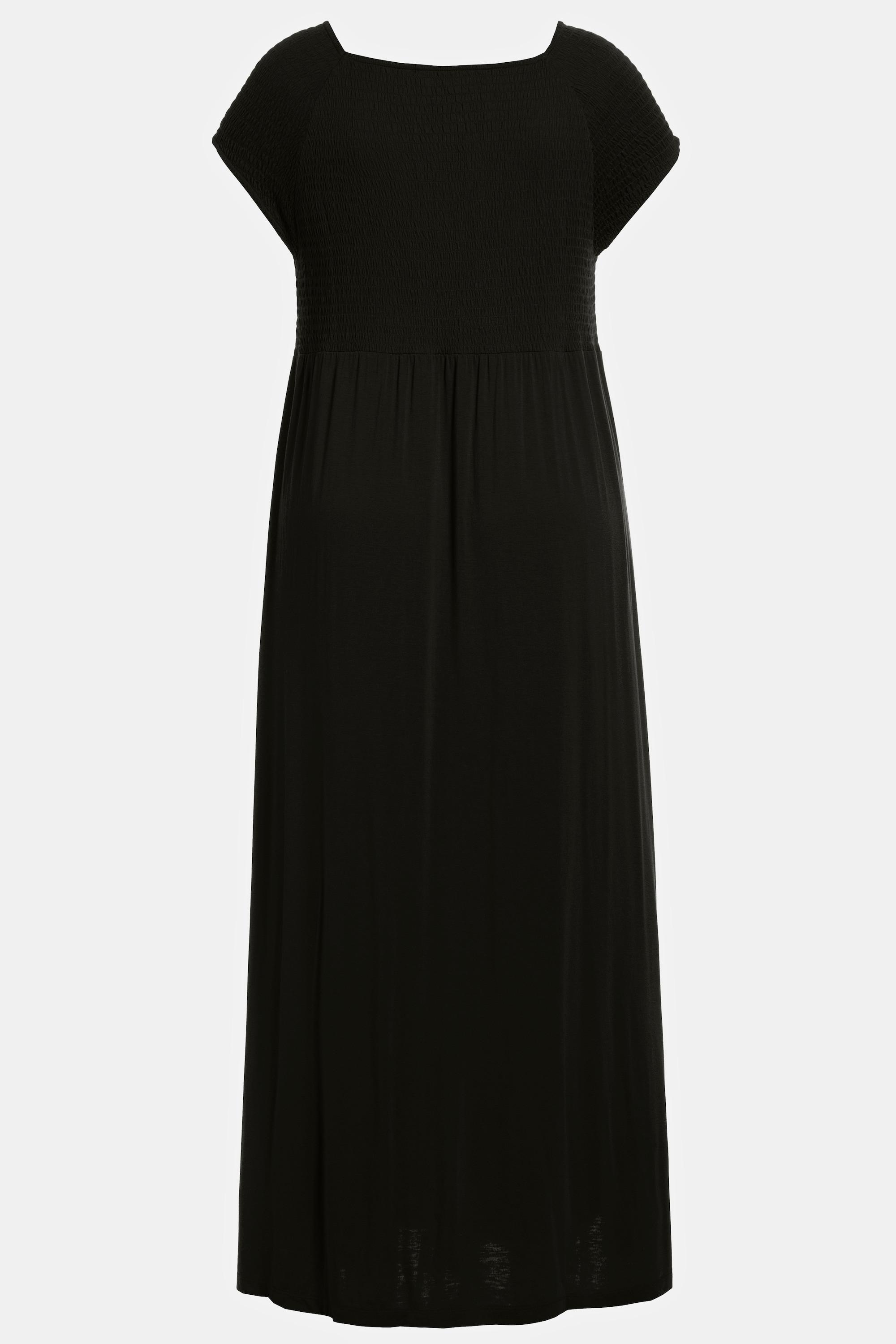 Ulla Popken Robe smockée trapèze décolleté carré manches courtes  