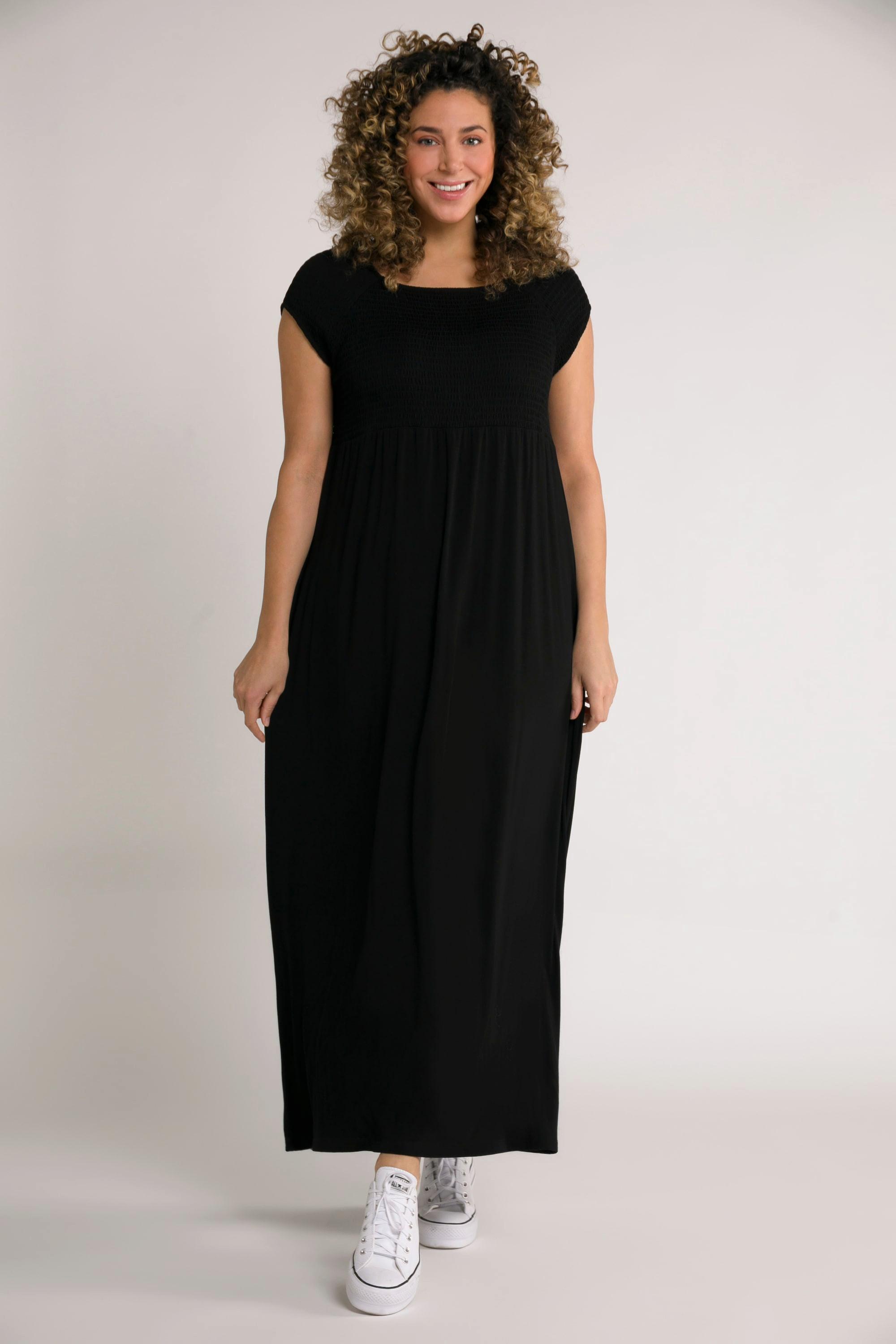 Ulla Popken Robe smockée trapèze décolleté carré manches courtes  