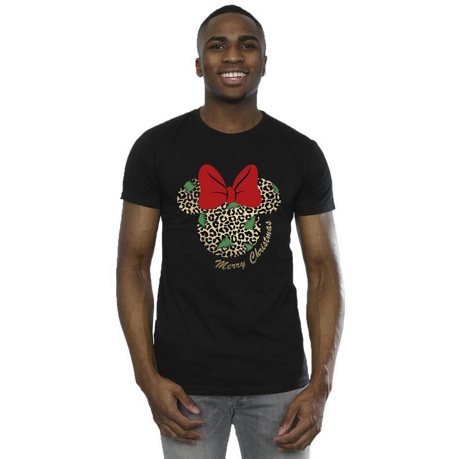 Disney Christmas Minnie Mouse T-Shirt Stampa Leopardata  