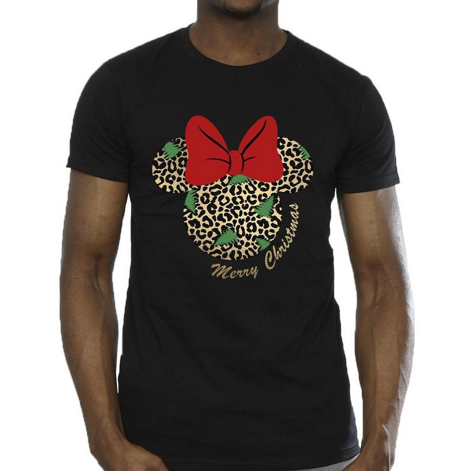 Disney Christmas Minnie Mouse T-Shirt Stampa Leopardata  