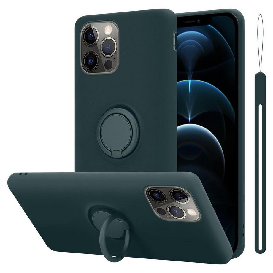 Housse compatible avec Apple iPhone 12 / 12 PRO - Coque de protection en silicone TPU flexible avec anneau