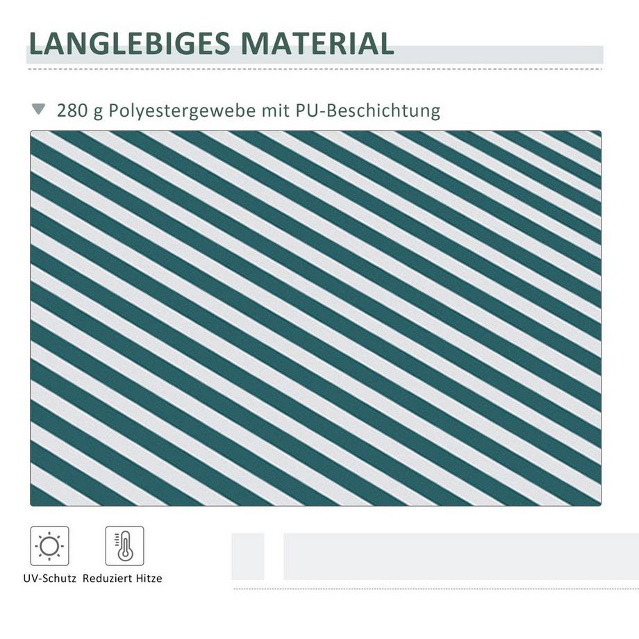 Northio Manuelle Gelenkarmmarkise Markise 4M Mit Handkurbel Balkonmarkise Sonnenschutz Wandmontage Balkon Alu Weiß+Grün 395 X 245 Cm  