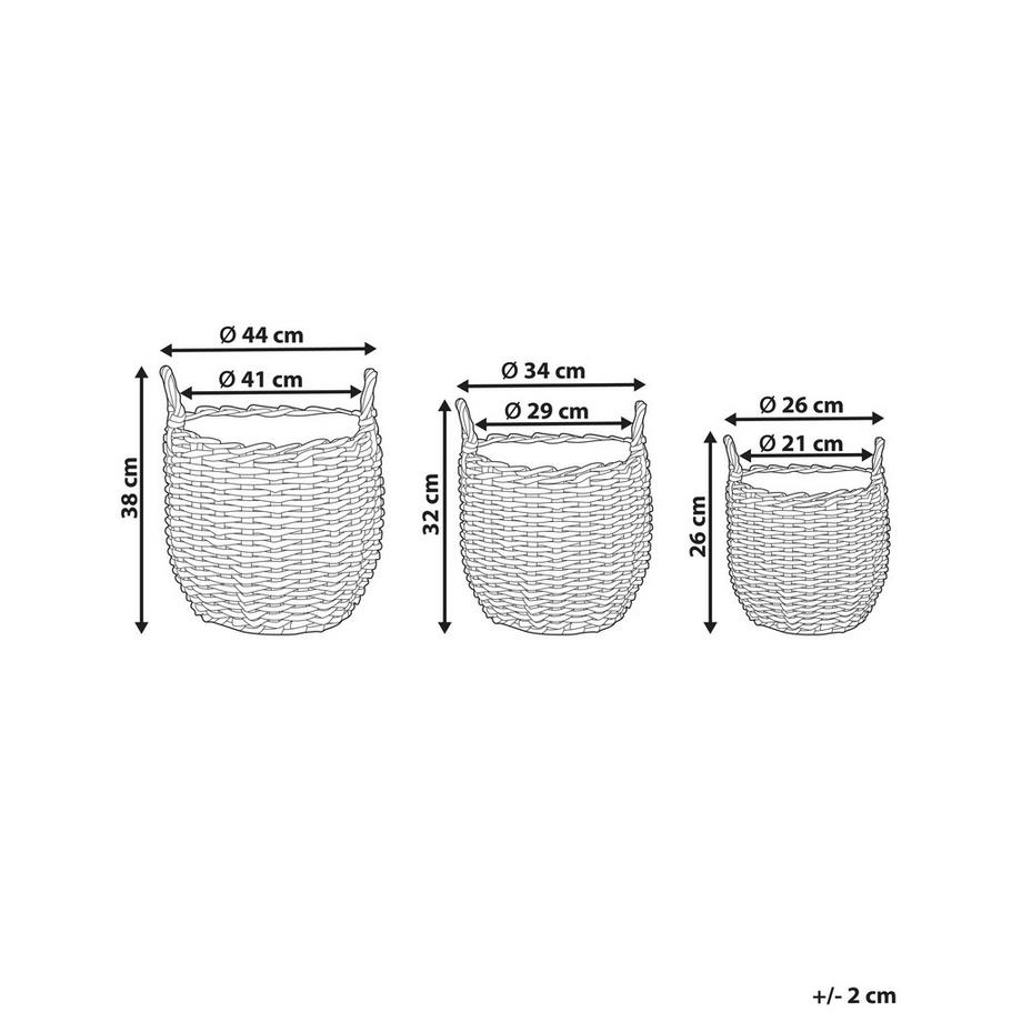 Beliani Lot de 3 pots de fleurs en Polyrotin Rustique AUCUBA  