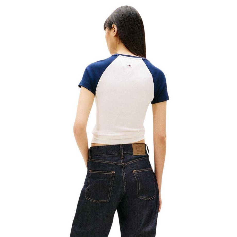 TOMMY JEANS Schmale T-Shirt mit Raglanärmeln und Fruchtprint  