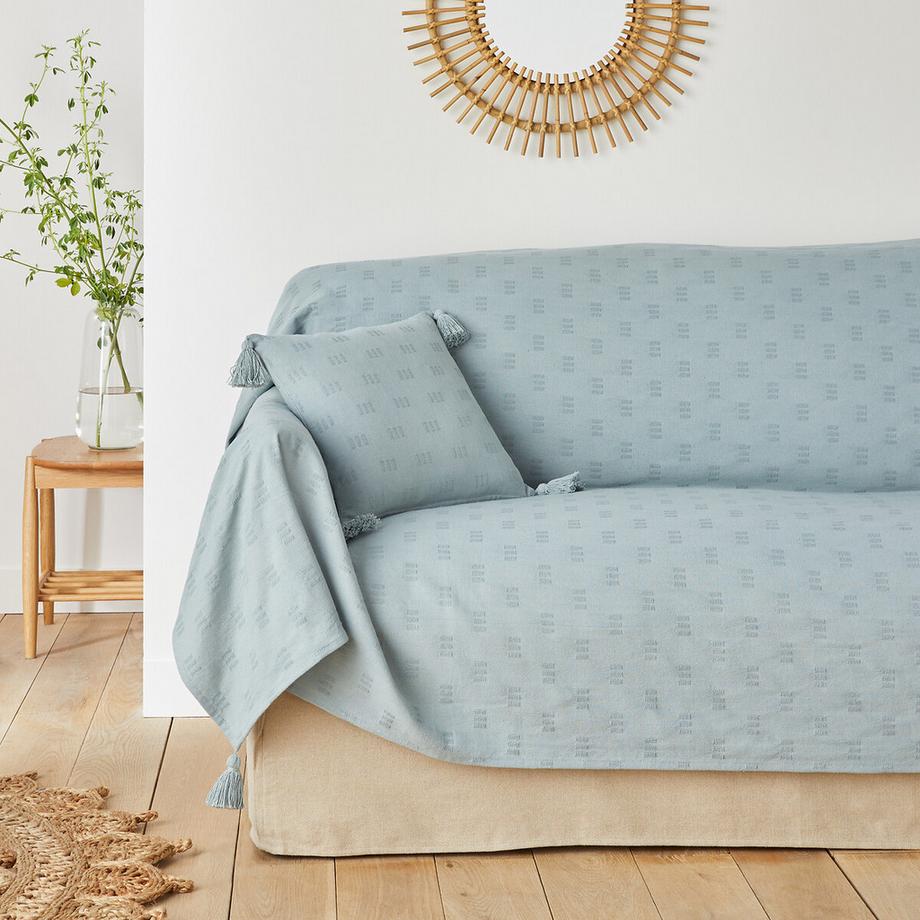 La Redoute Intérieurs Nado Plaid Coton avec Pompons  