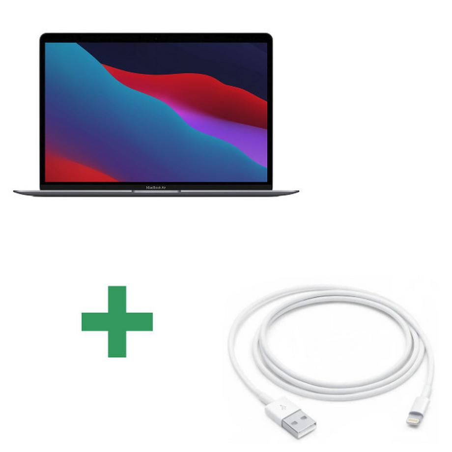Apple  Refurbished MacBook Air 13" 2019 Core i5 1,6 Ghz 8 Gb 256 Gb SSD Space Grau + Lightning Zu USB 1 Meter Weiß Apple 